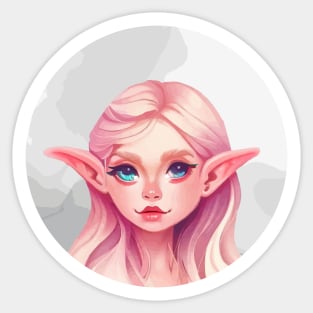 Cute fairy girl elf on a watercolor background Sticker